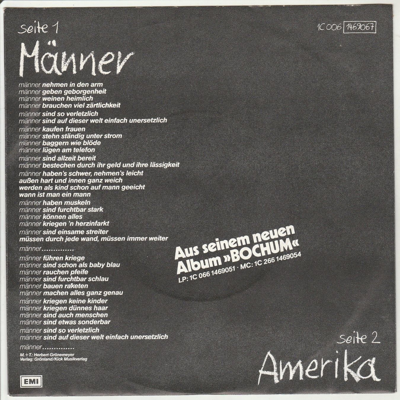 Dischi in vinile: Herbert Grönemeyer - Männer 7" Vinyl 1984 – Usato da Tübach venduto da JamesStone 1