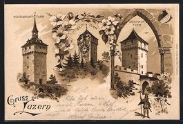 Litho Luzern, Hochwacht-Turm, Zeit-Turm 