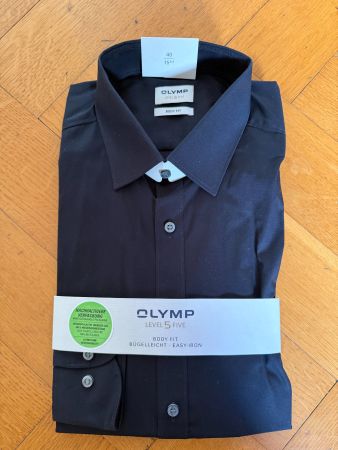 OLYMP Level 5 Hemd Schwarz Body Fit Gr. 40 M NEU OVP