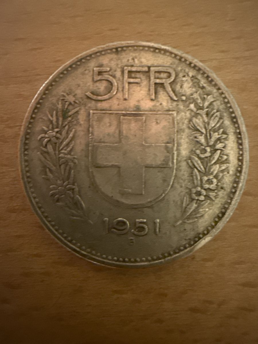 Toutes les monnaies: Schweizer 5 Franken Münze B 1951 – D'occasion à Appenzell par Wumo74