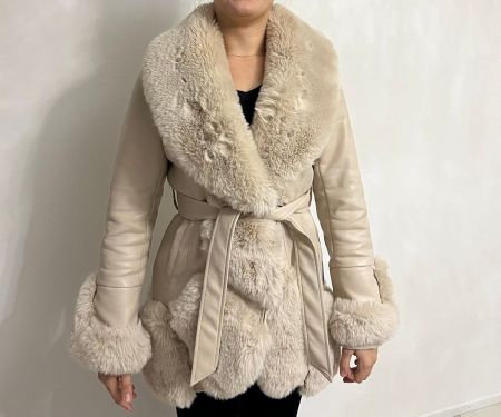 Luxusmantel Kunstleder - Kunstfell