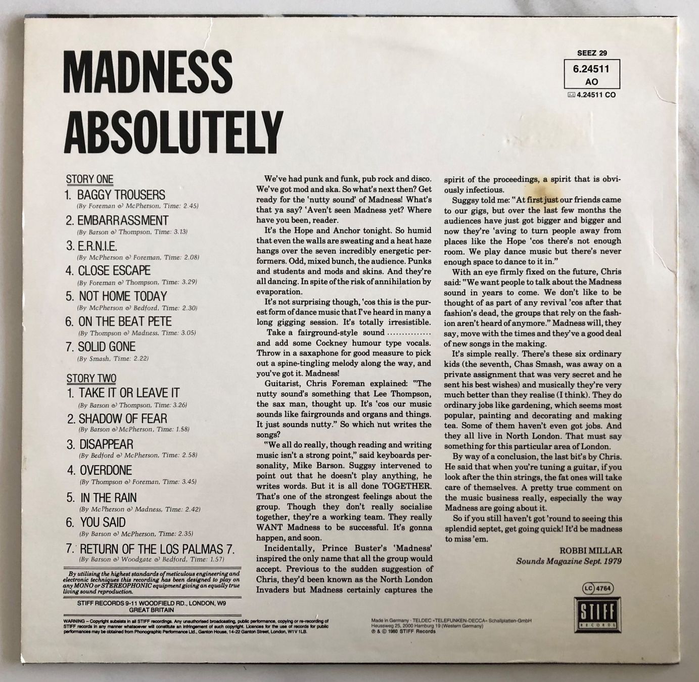 Schallplatten: MADNESS - ABSOLUTELY – Gebraucht aus Poliez-Pittet von Newtown-Records 1