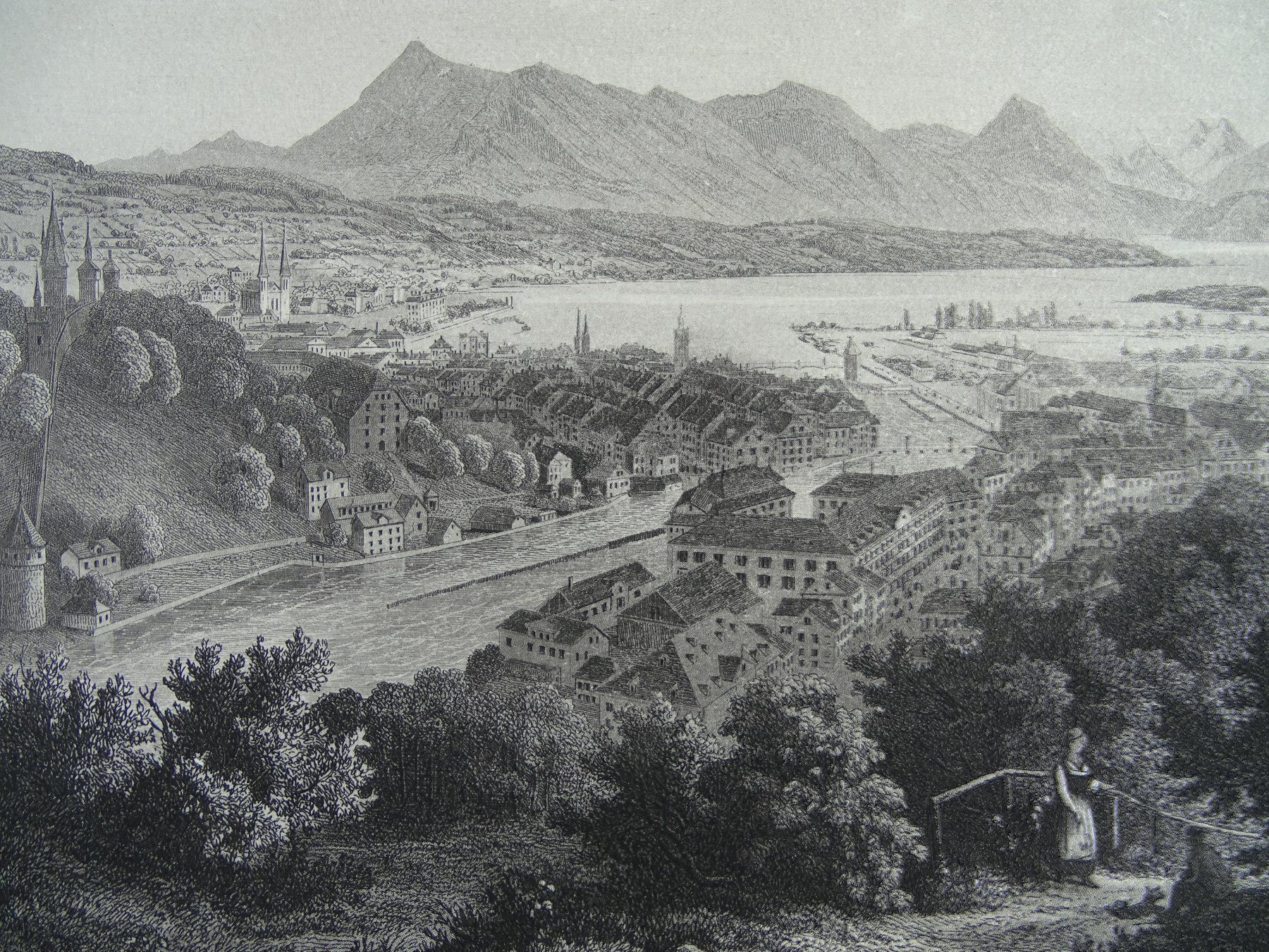 Stiche: LUZERN, STAHLSTICH 1865 – Gebraucht aus Grüningen von Kartensammler 2
