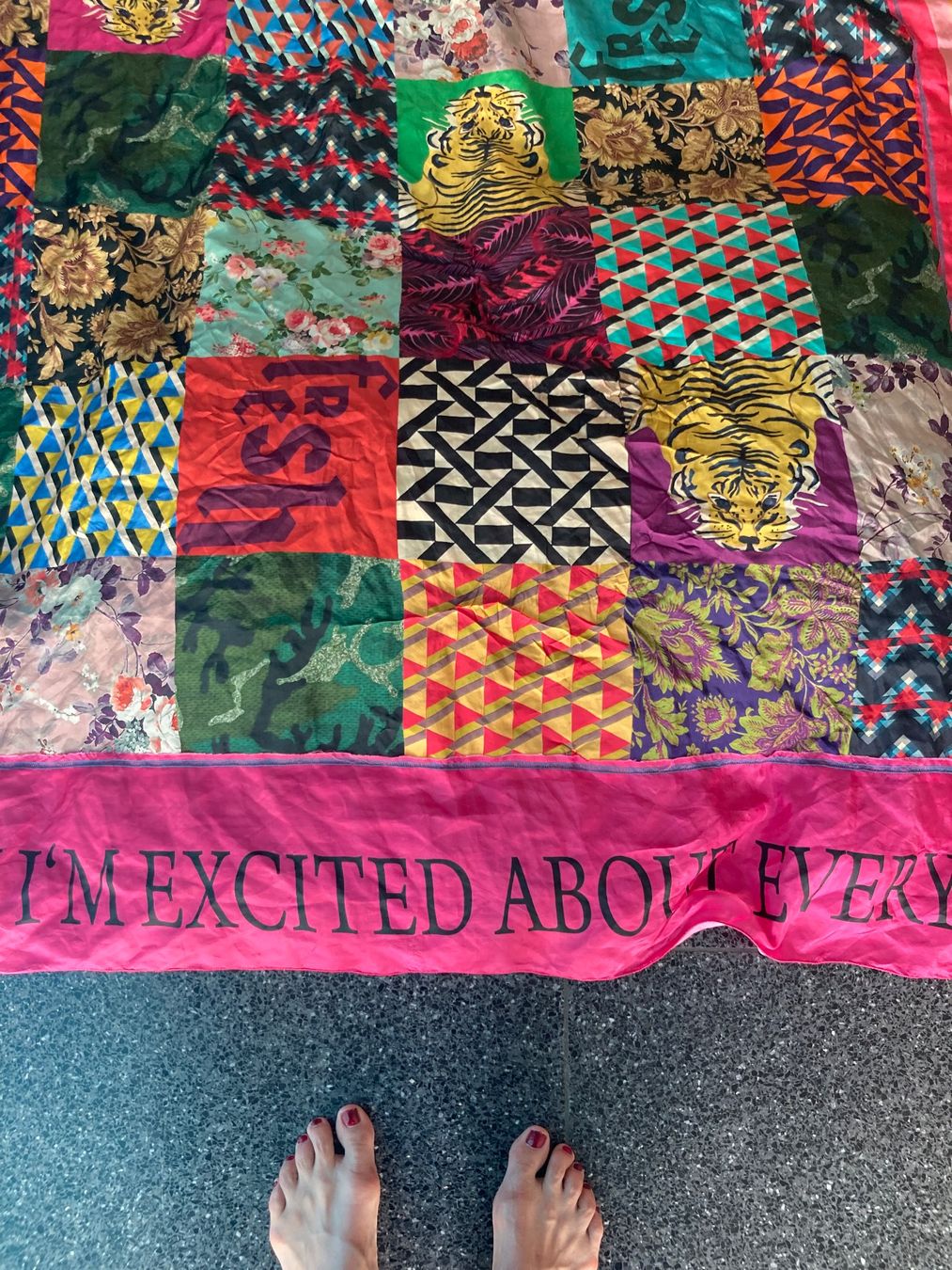 Foulard & Sciarpe: sehr grosses Foulard, Patchwork Style, Seide – Usato da Zürich venduto da Idbiw