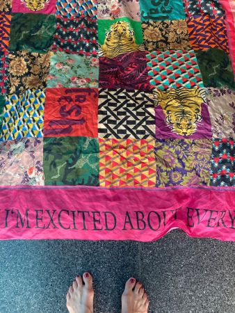sehr grosses Foulard, Patchwork Style, Seide