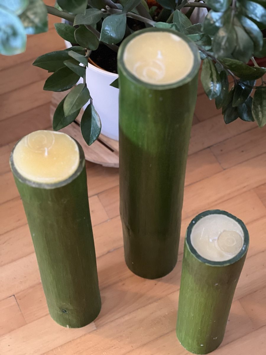 Kerzen: 3 Bamboo candle holders, green, modern design – Neu (gemäss Beschreibung) aus Horgen von CarmenRL 2