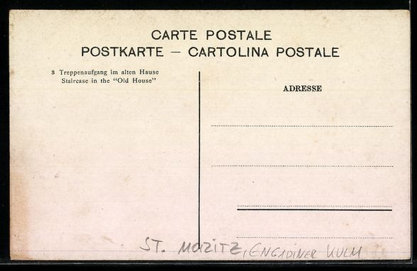 Cartoline postali: St. Moritz, Hotel Engadiner Kulm, Treppe – Usato da Berlin venduto da bartko-reher 1
