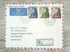 TR105 Enveloppe + Timbre Malte 1965