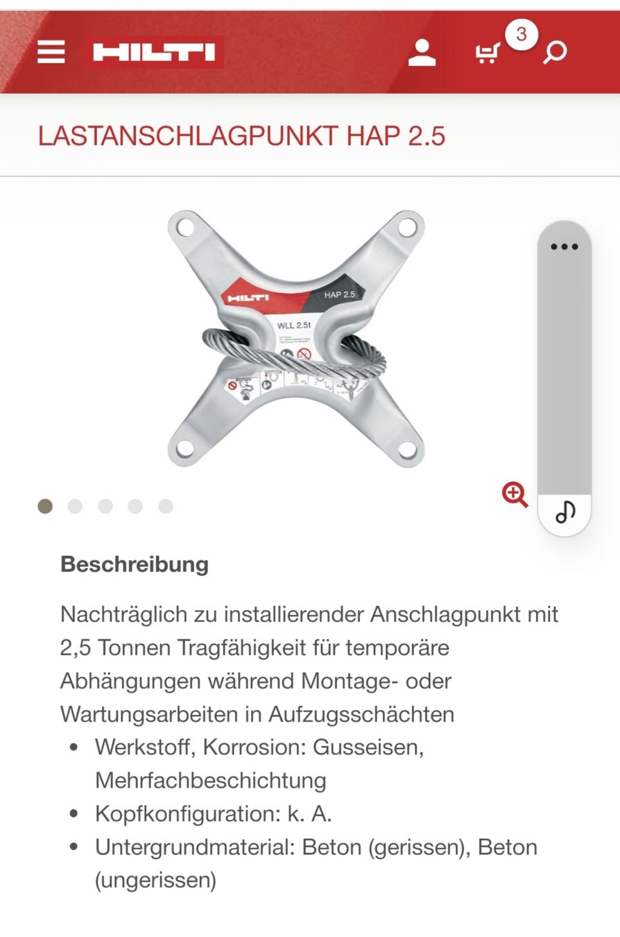 Hilti Tutti gli attrezzi: Hilti Lastanschlagpunkt HAP 2.5 – Nuovo (secondo la descrizione) da Buttisholz venduto da REX001 1