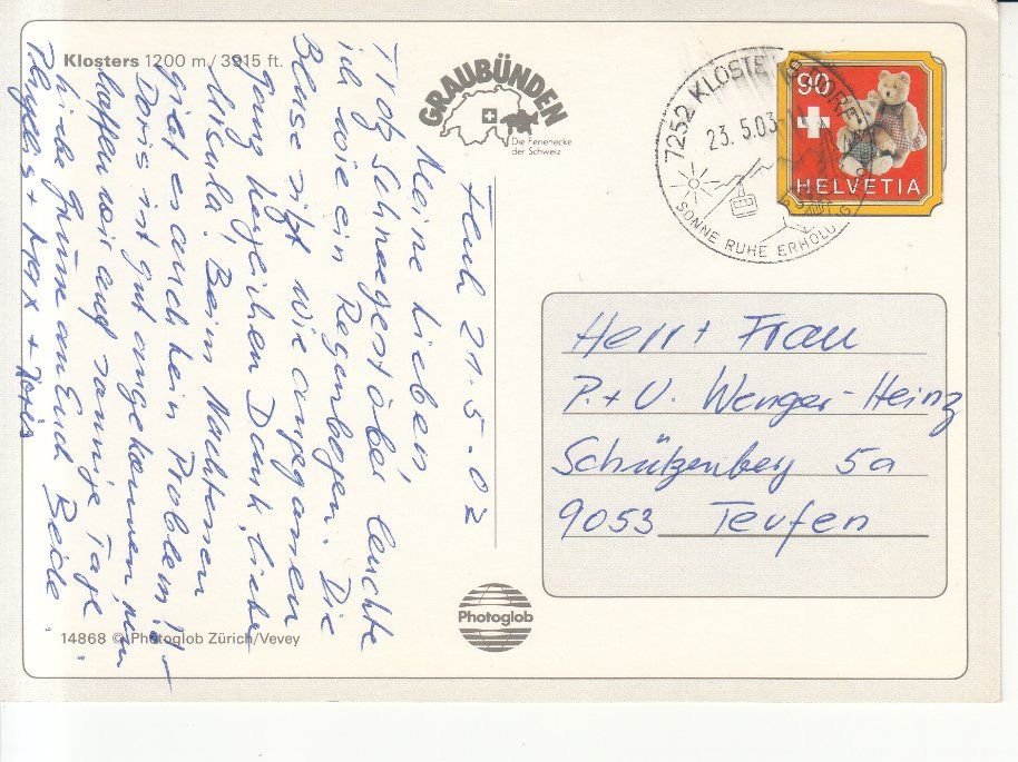 Cartoline postali: Klosters 2003 – Usato da Bürglen TG venduto da StampGraf 1
