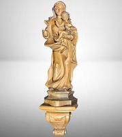🙏 Antike Madonna mit Kind aus Holz, inkl. Sockel 🕊️