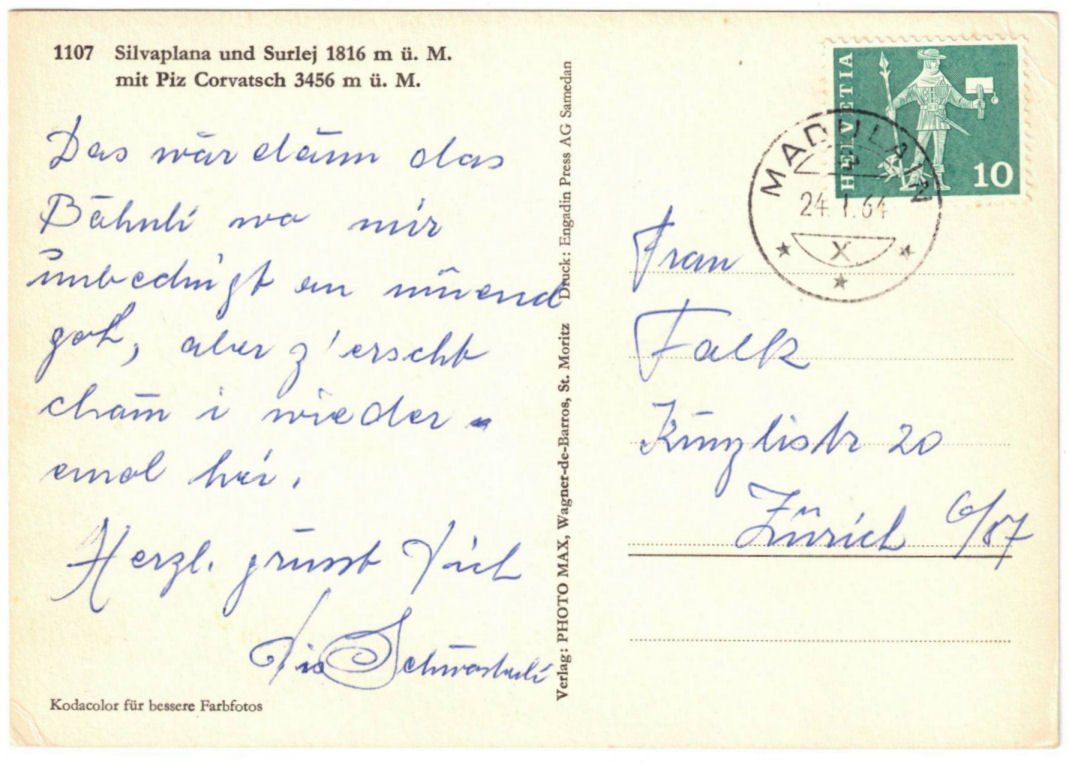 Cartoline postali: Silvaplana - Pistenplan Corvatsch – Usato da Binningen venduto da Mountainrider 1
