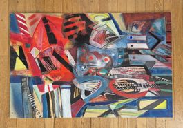 Tableau abstrait Pierre Raetz signé peintre Suisse Neuchâtel