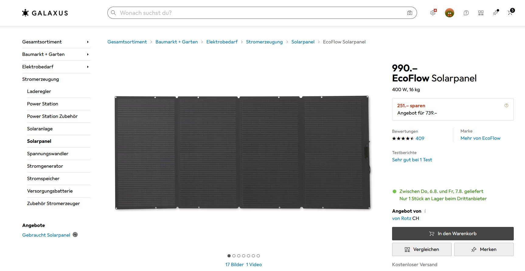 Ecoflow Panneaux solaires: Faltbares Solarpanel EcoFlow – Neuf avec emballage d'origine à Aeschau par Pomme0 1