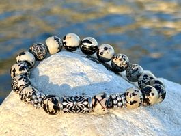 Dalmatian Jasper & Balinese Silver Bracelet for Him or Her