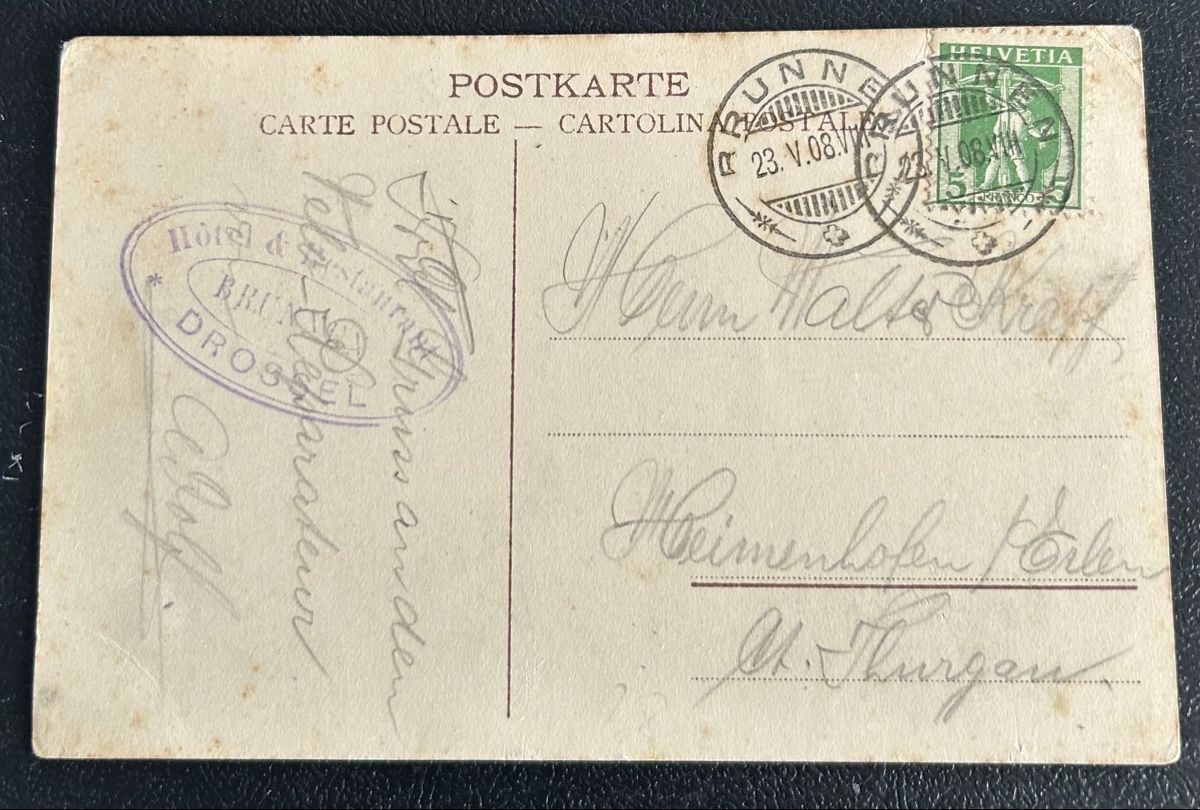 Cartoline postali: Brunnen Hotel Germania  – Usato da Horw venduto da Tellbub 1
