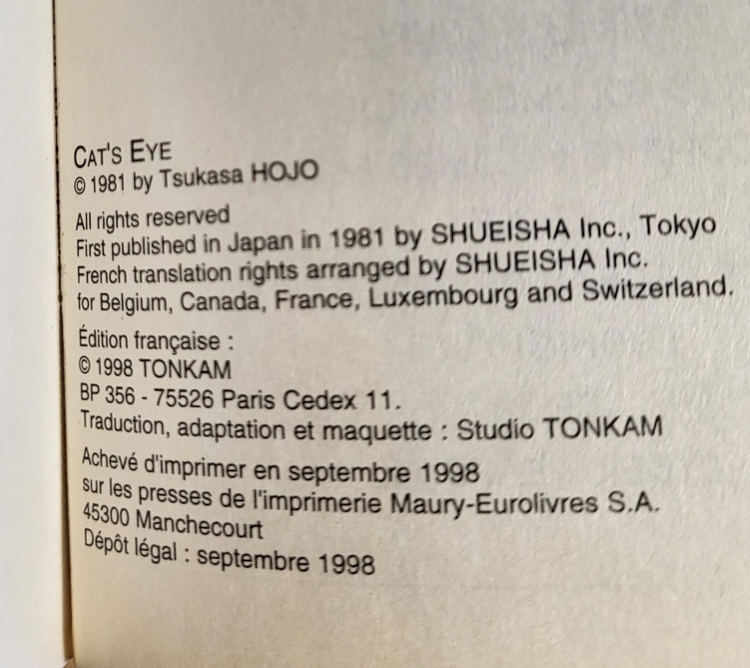 Comics: Mangas Cat's Eye Vol.1 à 10 Tsuki Poche – Gebraucht aus Montet (Glâne) von KOADA 2