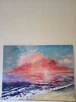 Peinture originale 60x80 cm  Coucher de soleil sur la mer