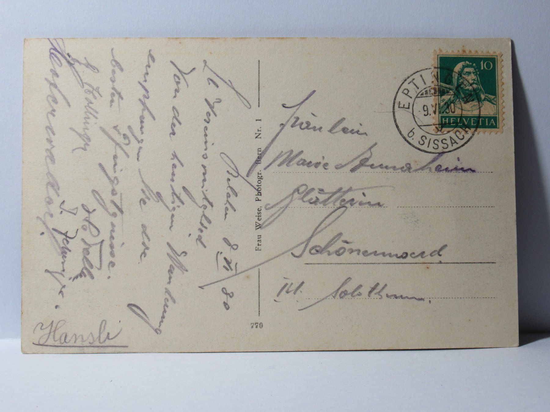 Ansichtskarten: Bölchenfluh bei Eptingen , Baselland 1930 – Gebraucht aus Grenchen von Bluemchen1900 1