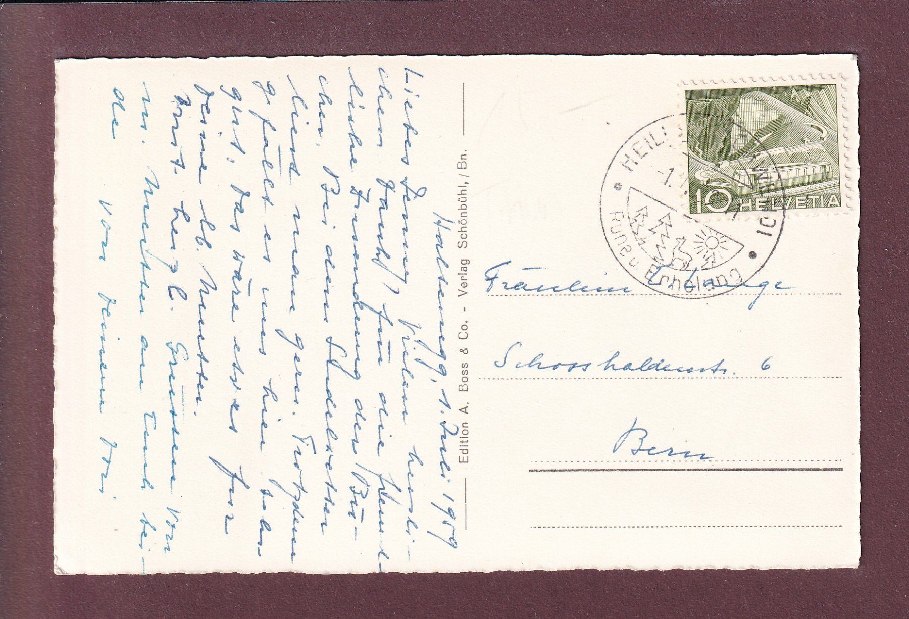 Ansichtskarten: HALTENEGG ob Thun - Hotel-Pension - 1959 – Gebraucht aus Pully von nicecards 1