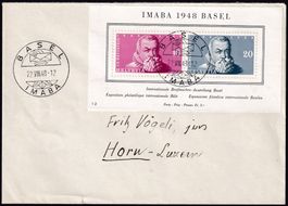 1948, W31 IMABA-Block auf Brief von BASEL, Kat: 100.-