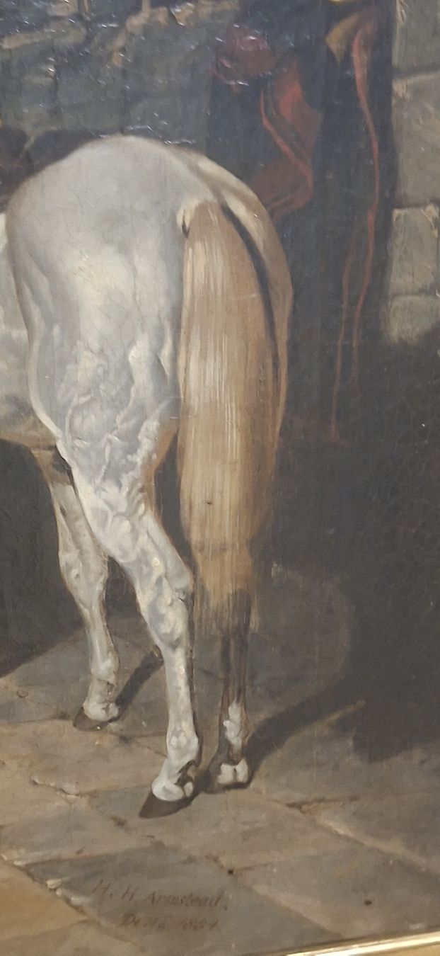 Dipinti: Ölgemälde H.H. Armstead "Stallszene mit Pferden" 1854 . – Usato da Dübendorf venduto da Babyl2945 1