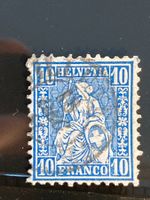 Schweiz 1862 sitzende Helvetia 10 Rp blau gestempelt
