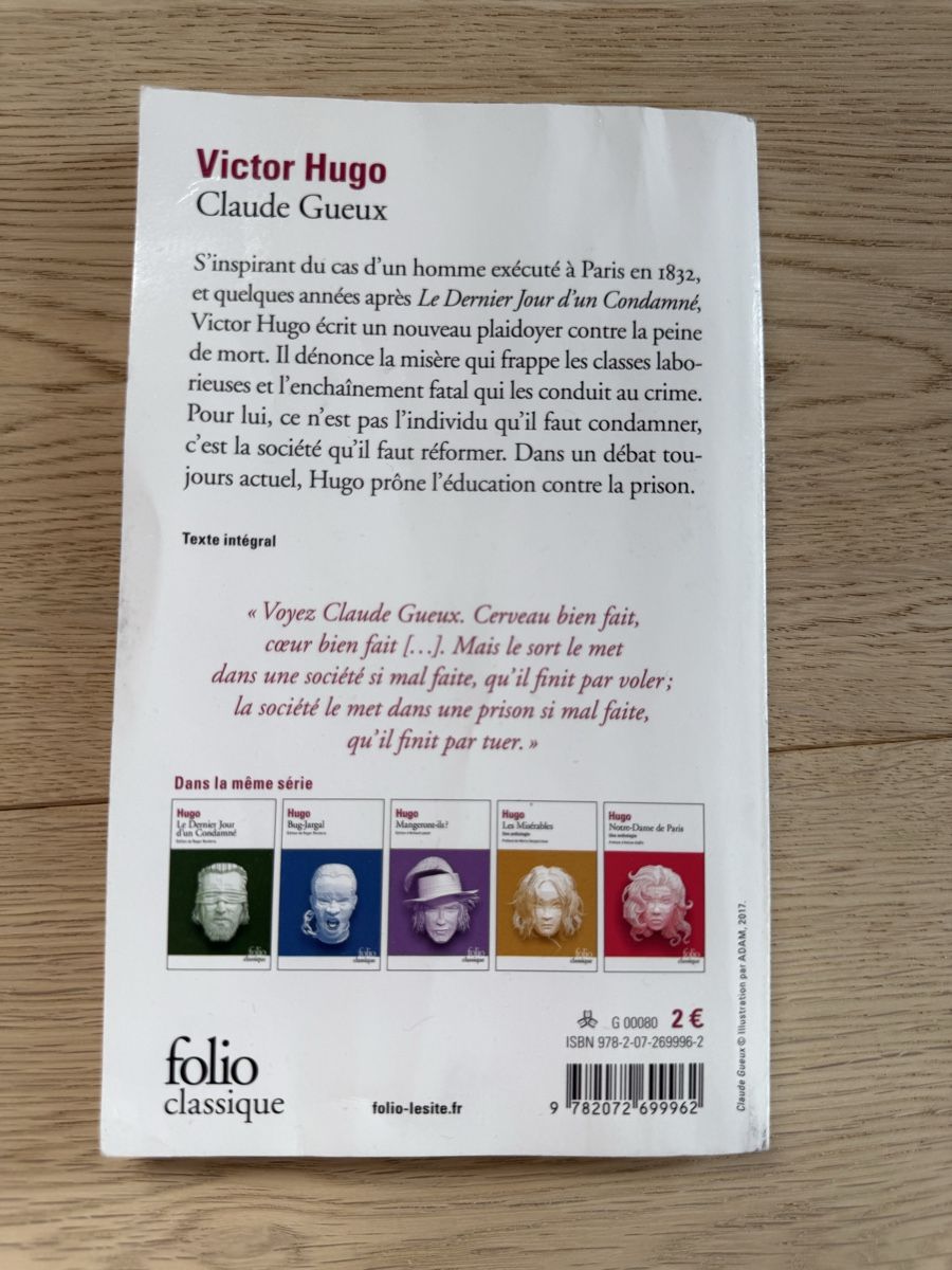 Bücher: Hugo, Claude Gueux, Folio Classique, Etat Impeccable – Gebraucht aus Zürich von Irassa 1