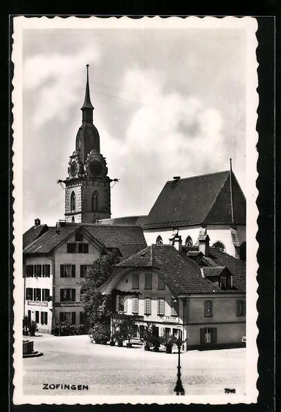Cartoline postali: AK Zofingen, Kirche mit Umgebung – Usato da Berlin venduto da bartko-reher