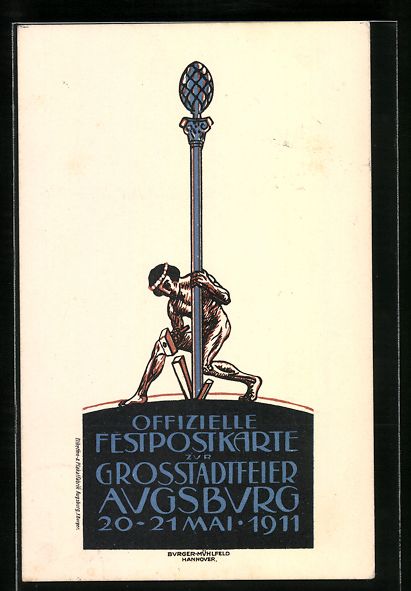 Cancelleria postale: Augsburg, Grossstadtfeier 1911, Ganzsach – Usato da Berlin venduto da bartko-reher