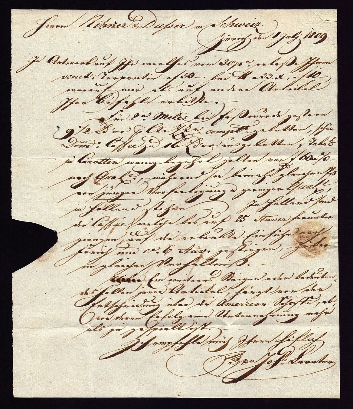 Tutti i francobolli: Zürich, 1809 – Usato da Flamatt venduto da samowarow 4