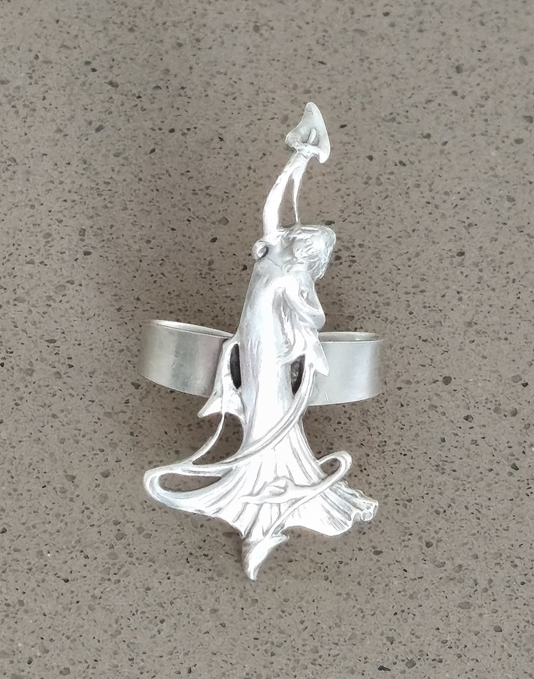 Anelli: Statement Ring Jugendstilmotiv Band Silber – Usato da Zürich venduto da Tanteemma369