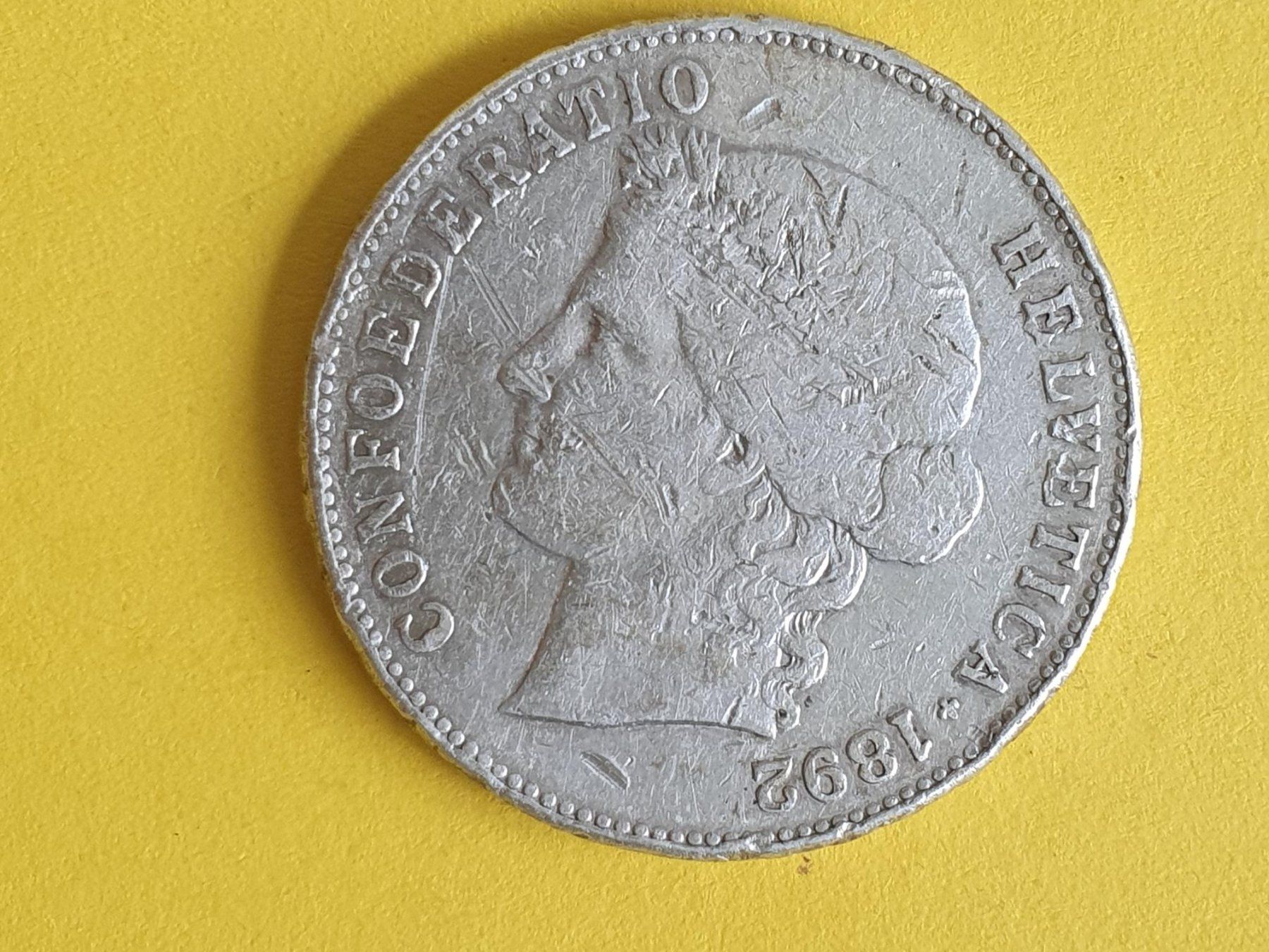 Tutti le monete: 5 Franken 1892 Silber ***( Poste A+ ) – Usato da luzern venduto da Jrouge