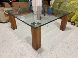 Moderner Couchtisch Glas/Holz  hochwertig & stabil 90x90 cm