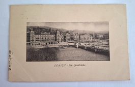 Alte Ansichtskarte Zürich - Die Quaibrücke 1908