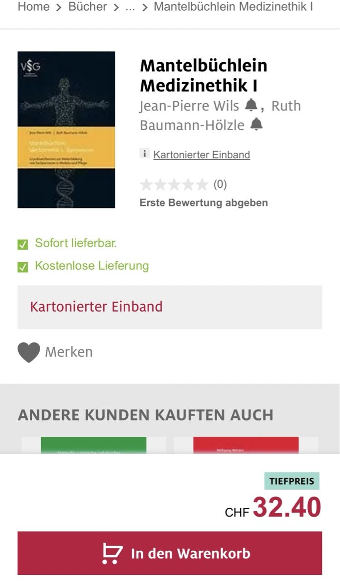 Libri: Mantelbüchlein Medizinethik I – Usato da Thal venduto da Roag111 2