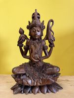 Holzfigur Gottheit, Handarbeit, Asiatische Kunst.