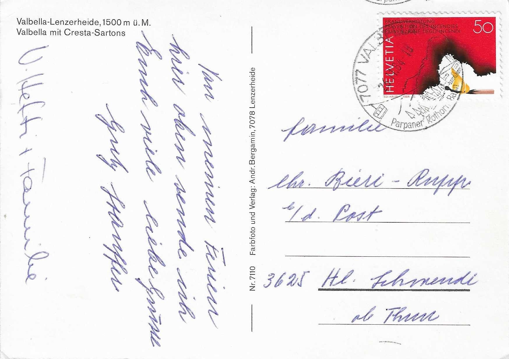 Cartoline postali: Valbella-Lenzerheide GR – Usato da Rothrist venduto da Stranglehold 1