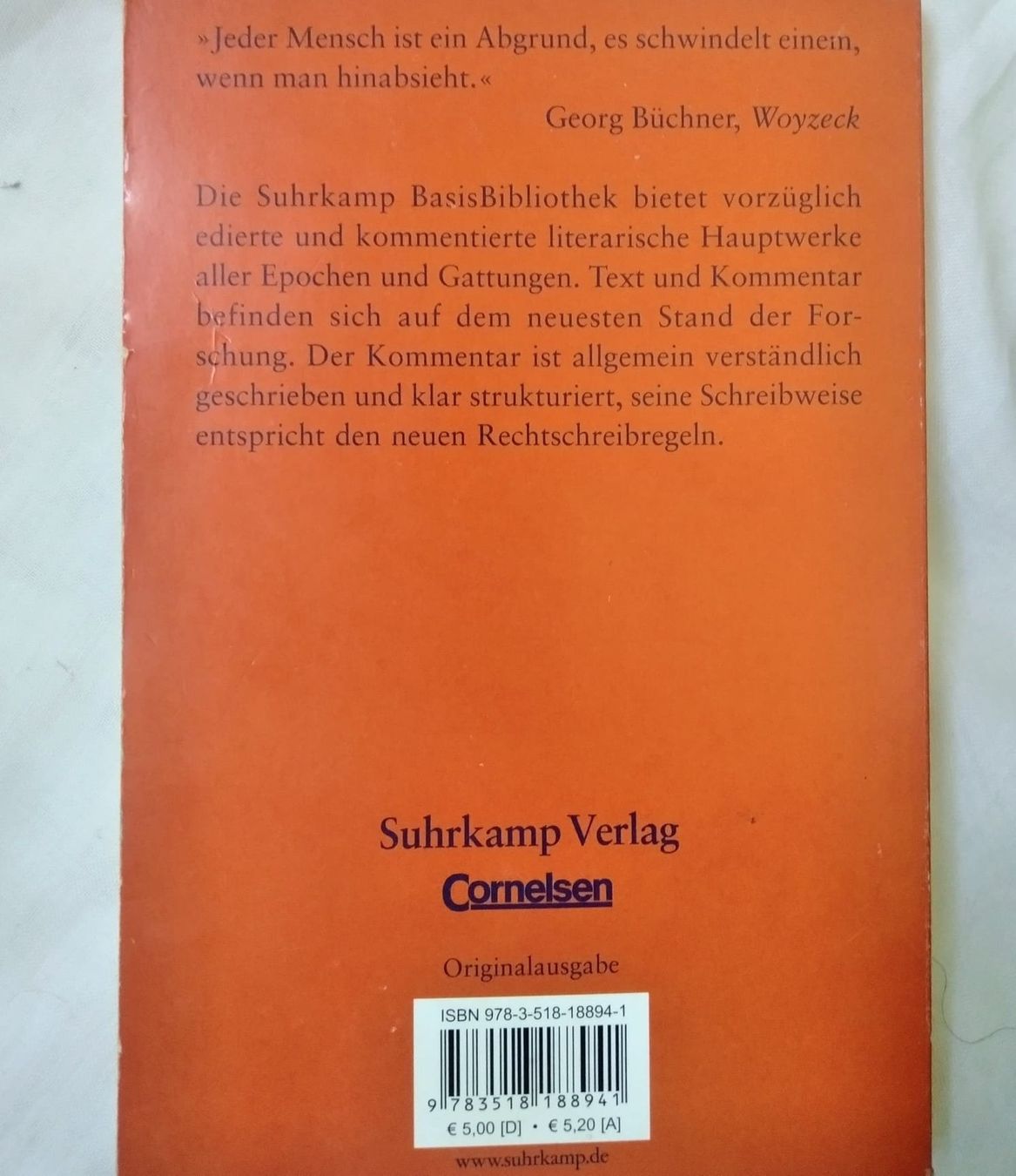 Libri: Georg Büchner : Woyzeck - Suhrkamp BasisBibliothek – Usato da Zürich venduto da Flitzi2005 1