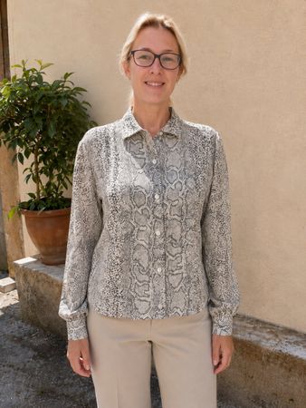 ANNE FONTAINE | Chemise beige gris imprimé léopard | M femme