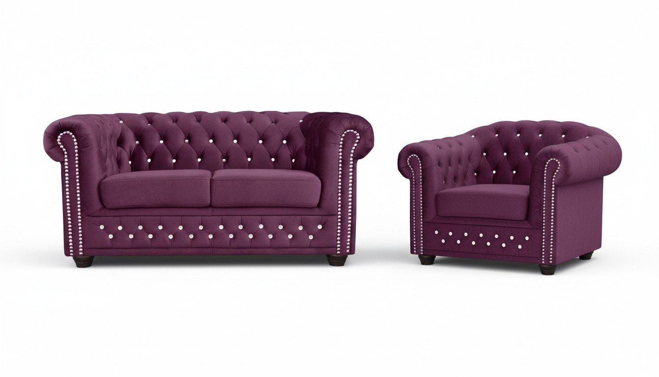Divani: Chesterfield Sofagarnitur 2+1 Sitzer Design Couch Sofa – Nuovo e nell'imballaggio originale da Zug venduto da jvmoebel-schweiz 1