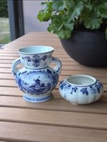 2er Set Delft Blauw: Schöne Henkelvase & runde Mini-Schale