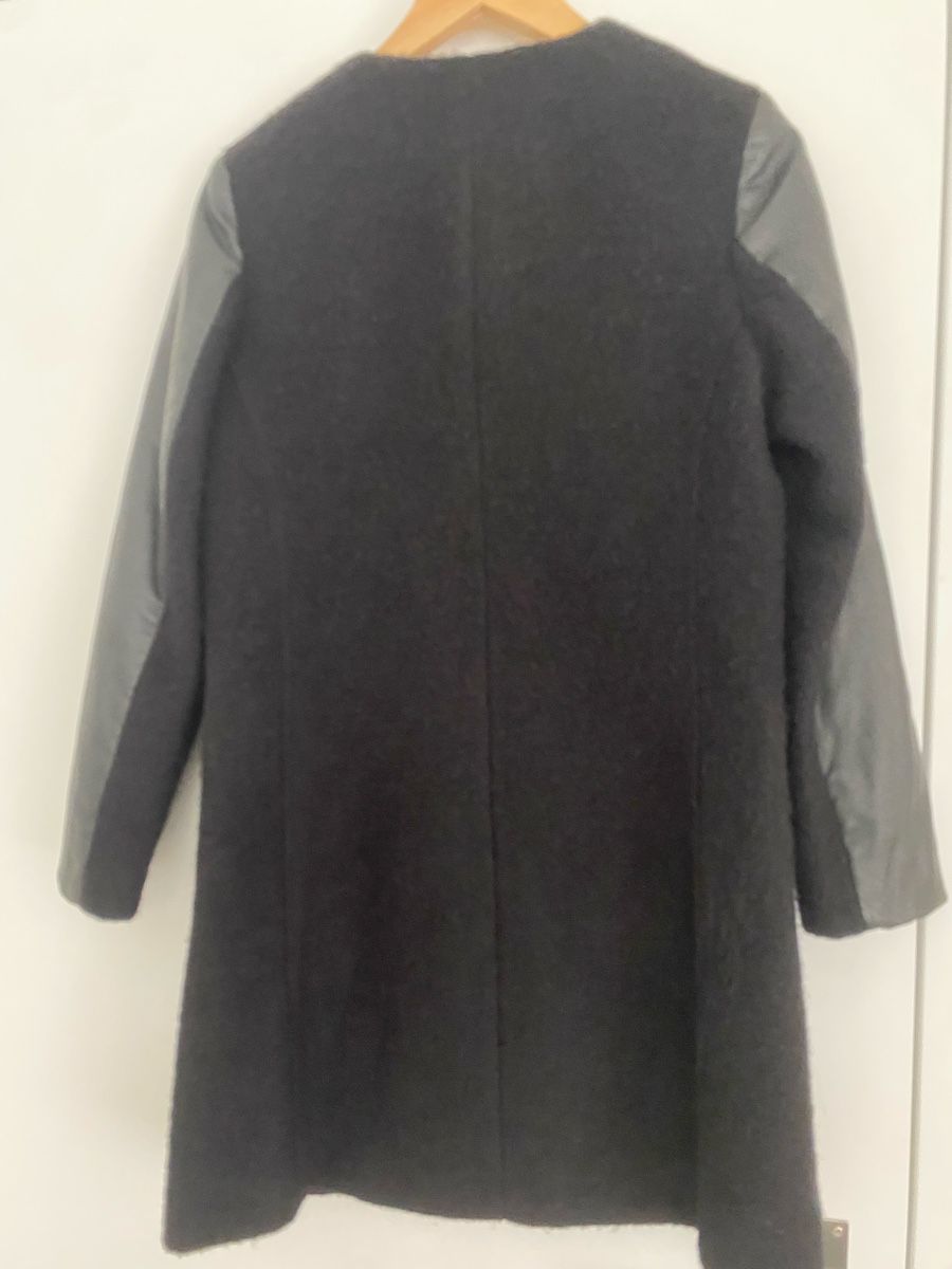 Brax Mäntel: Brax Wool Coat, Black, Leather Sleeves, Size 36 – Gebraucht aus Zollikerberg von mvm_68rc 3