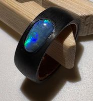 Opal Ring Holz/Carbon, Gr.55 Lightning Ridge Australien