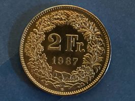 2 Franken 1987 stgl *nigelnagelneu!* unzirkuliert