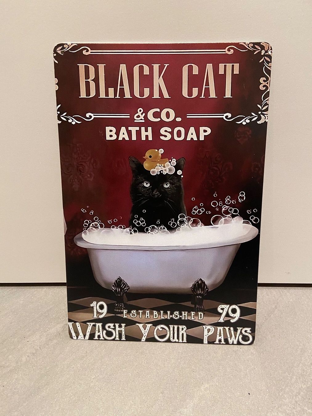 Schilder: BLACK CAT & CO. BATH SOAP Vintage Blechschild Neu – Neu und originalverpackt aus Seon von Aaargauer01