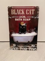BLACK CAT & CO. BATH SOAP Vintage Blechschild Neu