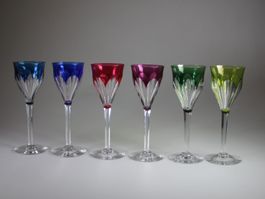 Baccarat Kristall Gläser farbig geschliffen 6 Stück