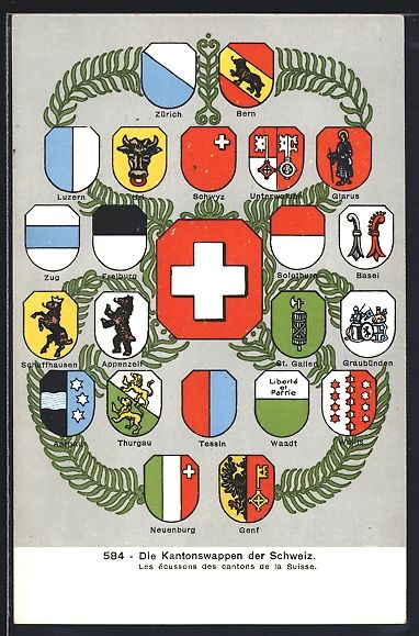 Cartoline postali: AK Schweiz, Die Kantonswappen – Usato da Berlin venduto da bartko-reher