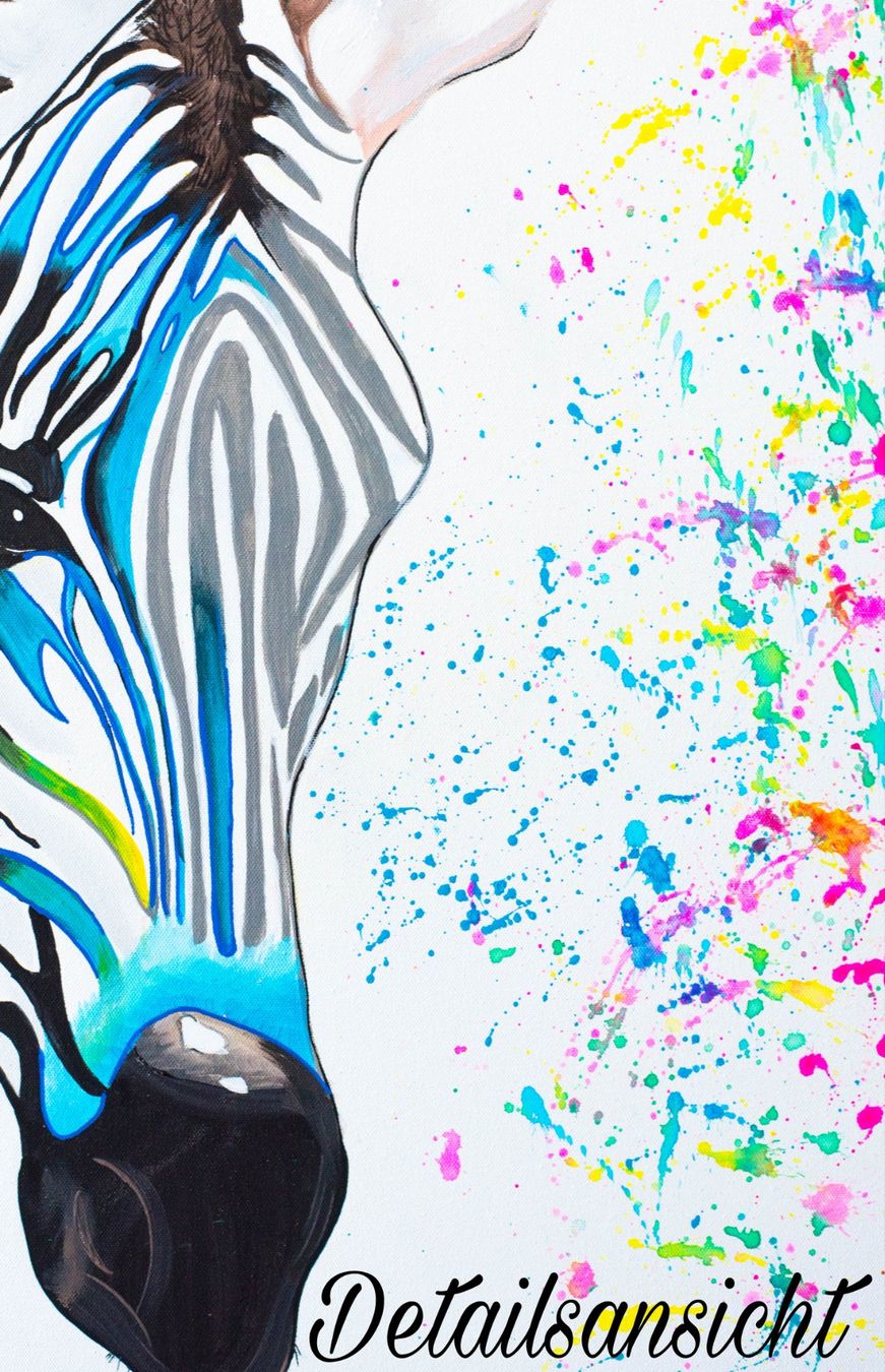 Dipinti: Acrylbild abstrakt Zebra Tier bunt Unikat – Nuovo e nell'imballaggio originale da Rheinau venduto da Sussel 1